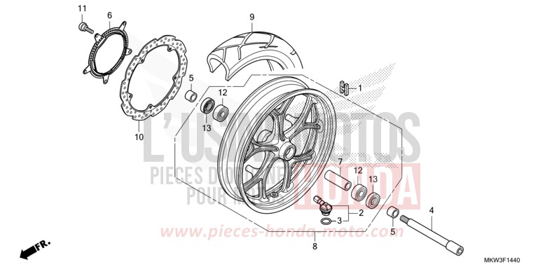 ROUE AVANT de NC750X DCT GLINT WAVE BLUE METALLIC (B197) 2021